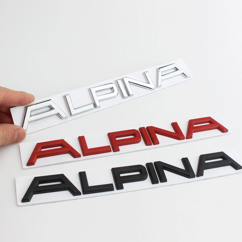 

2PCS Car-Styling 3D Metal 22.7*2.8cm ALPINA Emblem Letter Rear Trunk Badge Modified Car Tail Sticker For X3 X4 X5 X6