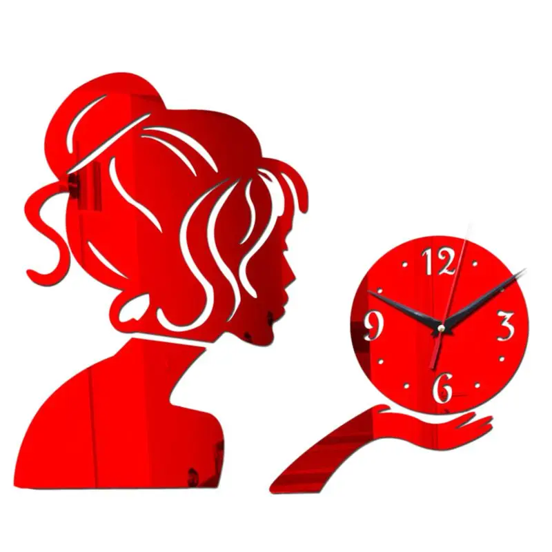 

Wall Clock Clocks Large Decorative Living Room Modern Quartz Watch Diy 3d Stickers Red