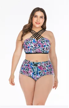 

Swimsuit women plus size sexy bikini 2020 fashion camisole printing two-piece swimsuit
