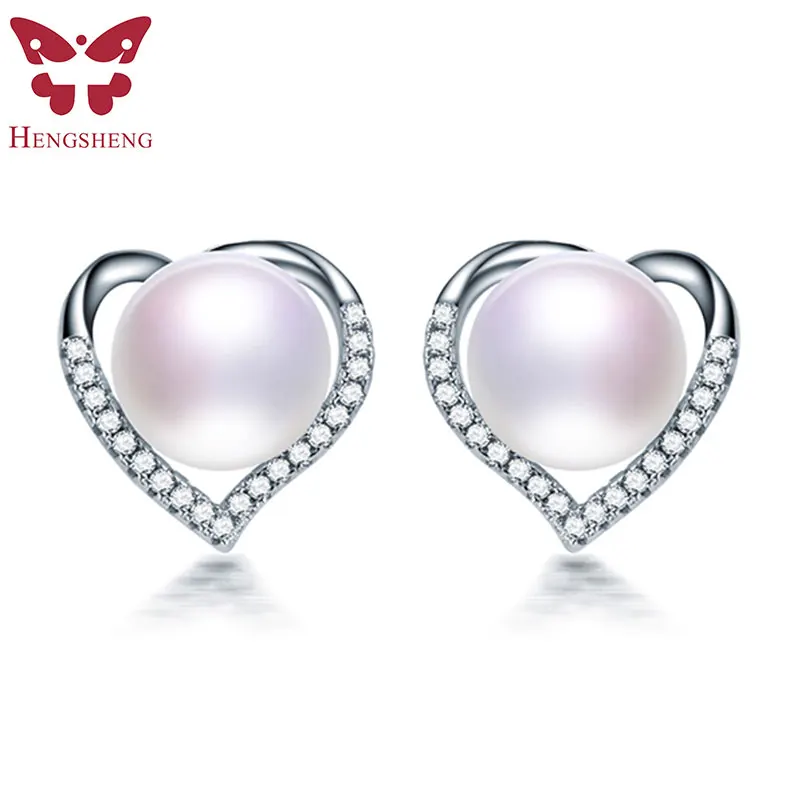 HENGSHENG 2019 новые жемчужные 9-10 мм белые розовые фиолетовые жемчужные серьги для женские серьги с ювелирной коробкой, 928 стерлингового серебра