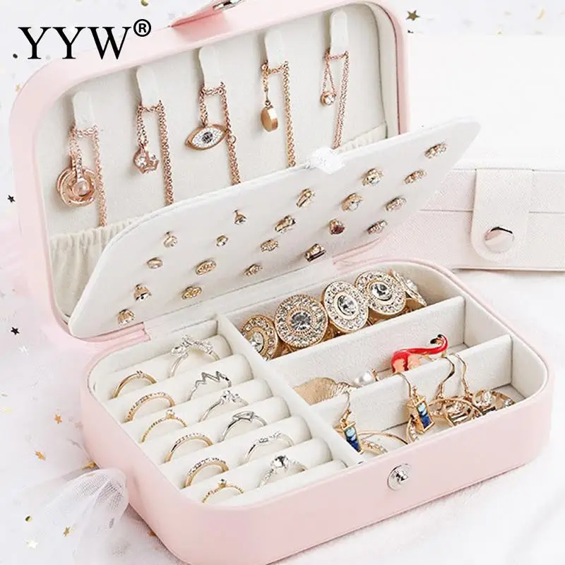 

Travel Jewelry Case Boxes Universal Jewelry Box Display Button Leather Storage Zipper Portable Jewelry Box Jewelers