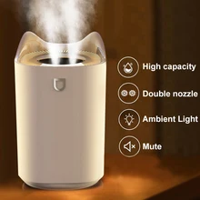 Home Air Humidifier 3000ML Double Nozzle Cool Mist Aroma Diffuser With Colorful LED light Heavy fog Ultrasonic USB Humidifier