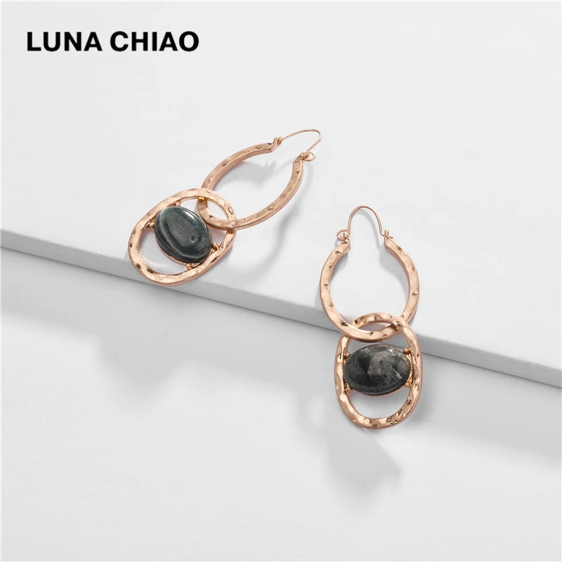 Серьги подвески LUNA CHIAO женские с золотым покрытием и натуральным