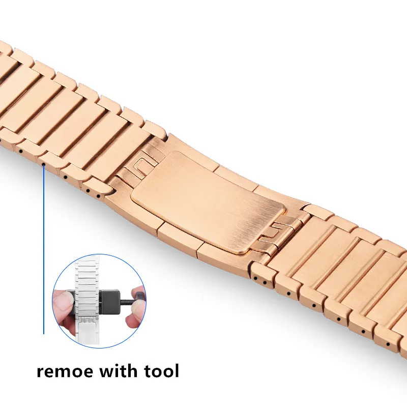 Ремешок из нержавеющей стали для Apple Watch band 4 5 44 мм 40 мм стальной ремешок iwatch 4 3 ремешок 42 мм 38 мм 36L металлический браслет для часов - Цвет ремешка: B rose gold