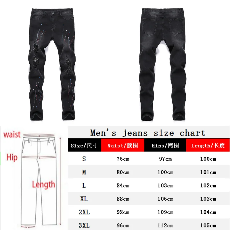 Long Pencil Pants Ripped Jeans Slim 