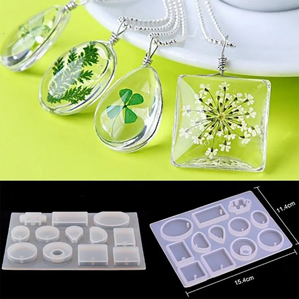 

DIY Crystal Glue Jewelry Mold Set Handmade Crystal Glue Mold Necklace Pendant 12 Designs #4u01
