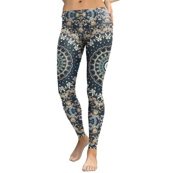

Fitness Leggings Femme Polyester Printed European and American stretch tights Breathable Pants LegginsWomen Fold Push Up Legging