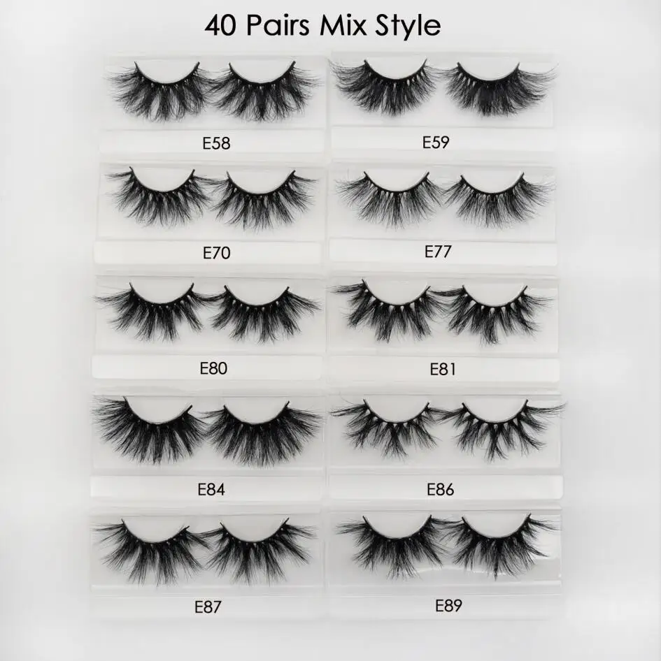 40 pairs mix style Visofree 40 пар/упак. 3D норковые ресницы с лотком без коробки 25 мм ресницы накладные ресницы норки накладные макияж ресниц ресницы E80 - Цвет: 40 pairs mix style