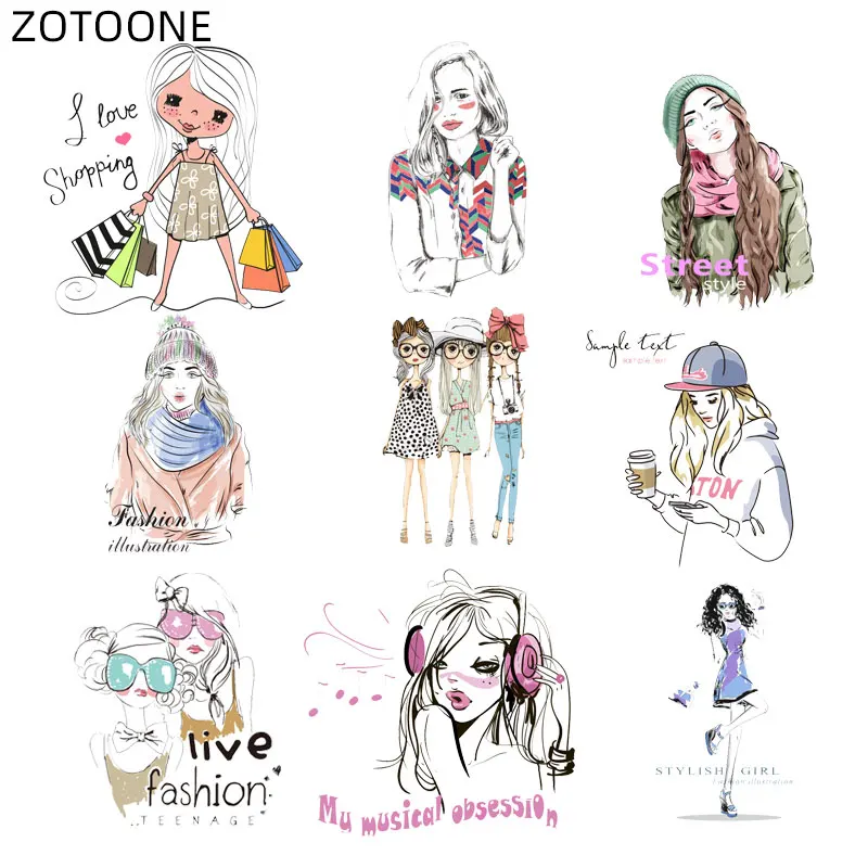 ZOTOONE теплопередача железа на патч для одежды сумка милые девушки Патчи