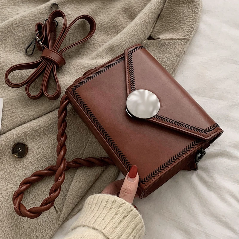 

Vintage Square Crossbody Bag 2020 Fashion New High quality PU Leather Women's Designer Handbag Lock Shoulder Messenger Bag