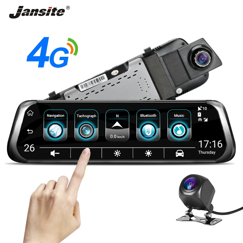 

Jansite 10" 4G 3G Touch Screen Car Dash camera Android 5.1 GPS Navigation ADAS Video Recorder Rearview mirror with Backup camera