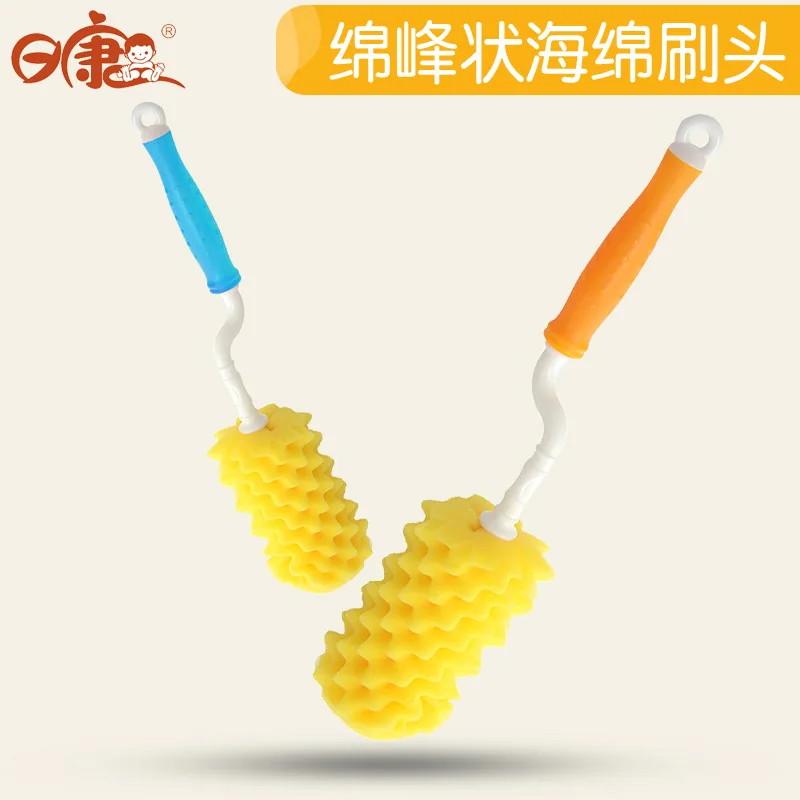 

Infant Glass Plastic Bottle Brush 360 Rotating Sponge Pacifier Brush Foam Cleaning Brush Rk3513