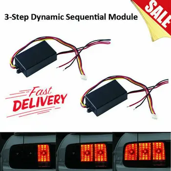 

2PCS Brake Light Flash Controller Module Chase Flash Module Boxes 3 Step Sequential Universal For Car Turn Signal Light