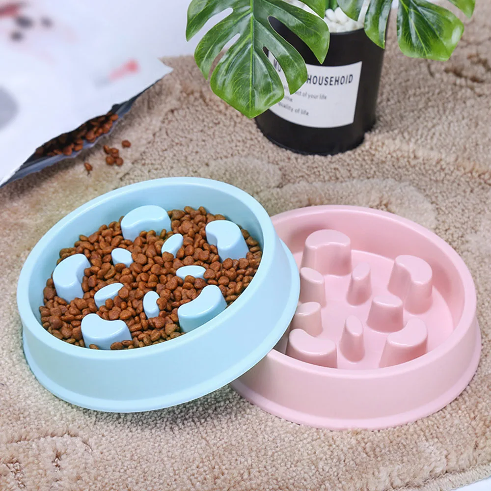 Pet Dog Feeding Food Bowls Puppy Slow Down Eating Feeder Dish Bowl