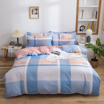 

Classic Grid Bedding Set Comforter Case Quilt Cover Pillowcase Duvet Cover Sets Gray King Queen Double Single Size Bed Linen