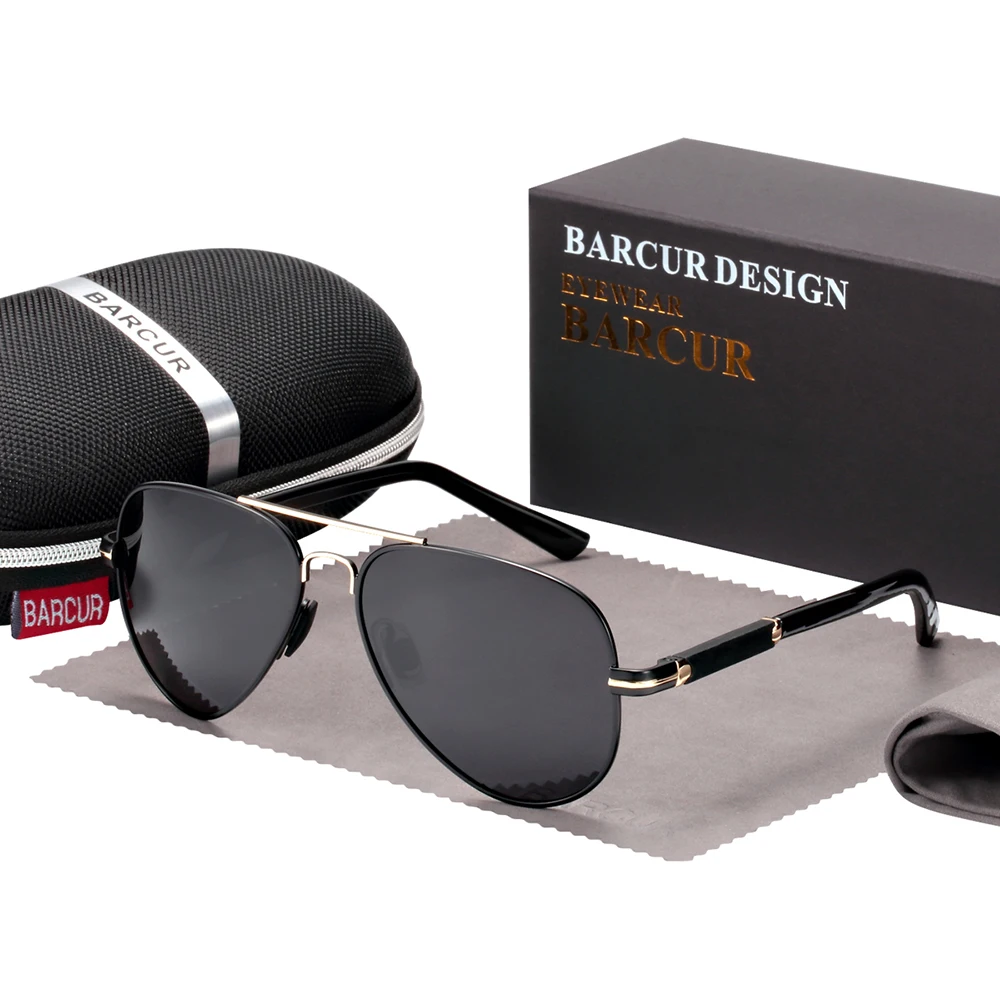 BARCUR, мужские солнцезащитные очки, пилот, поляризационные, солнцезащитные очки, мужские, женские, аксессуары для вождения