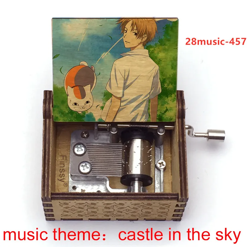 Natsume's Book of Friends Music Box Wooden Anime Natsume Takashi Madara Song Castle In The Sky Hand Color Print birthday gift |