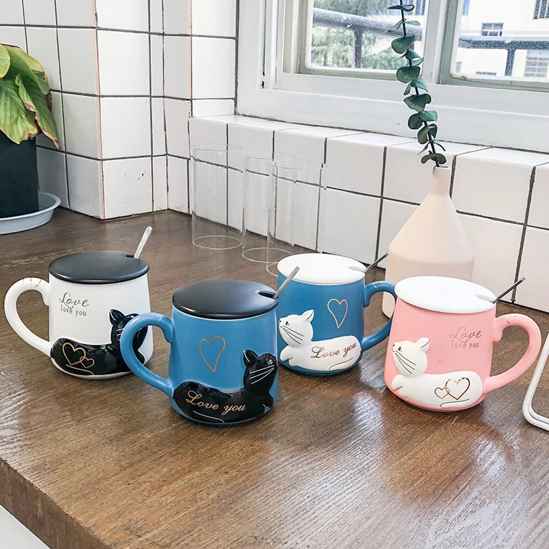 Tanie 400ml 3D słodki kociak zwierząt kubek do mleka i kawy kreatywny kubki ceramiczne porcelanowe kubki do herbaty śniadanie Drinkware nowość ładne prezenty