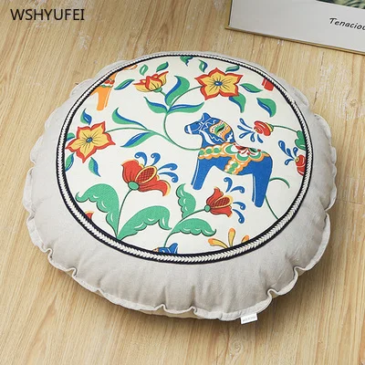 Хлопковый и льняной Круглый Большой Балконный Коврик для йоги, коврик для медитации, коврик для чайного столика Коврик для медитации удаляемый моющийся подушка