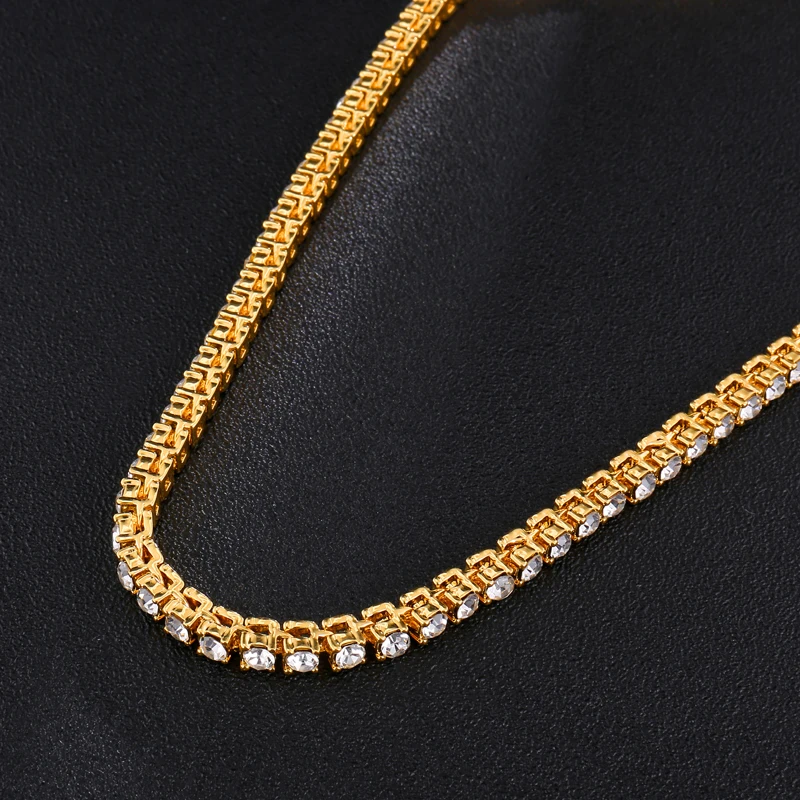 Хип хоп 5 мм Iced Out Bling жемчужное ожерелье сплав 1 ряд теннисная цепочка для мужчин женщин аксессуары