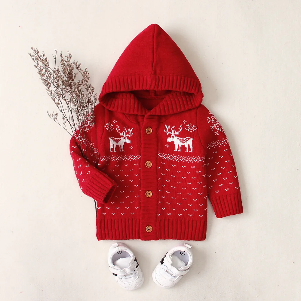 Детские свитера My 1st рождественские Одежда для маленьких мальчиков и девочек с рисунком оленя вязаное, тёплое, зимнее пальто, верхняя одежда