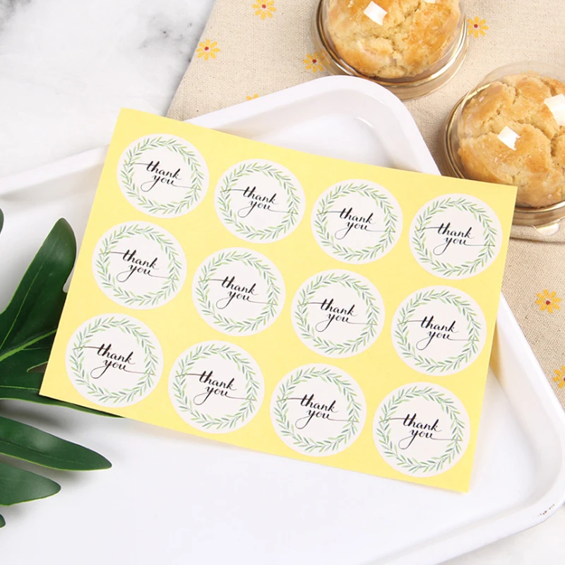 

120pcs/pack THANK YOU Green Leaf Wreath Decorative Sticker Craft laptop notebook DIY Versiering Scrapbooking