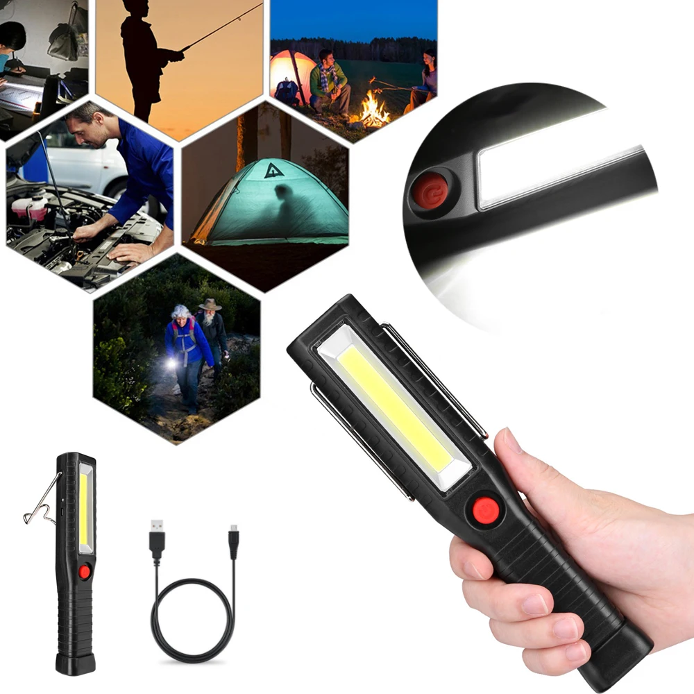 

Flashlight Working Lamp COB LED Inspection Light Torch Magnetic Handheld Work Home Garage Car Emergency Outdoor camping supplies