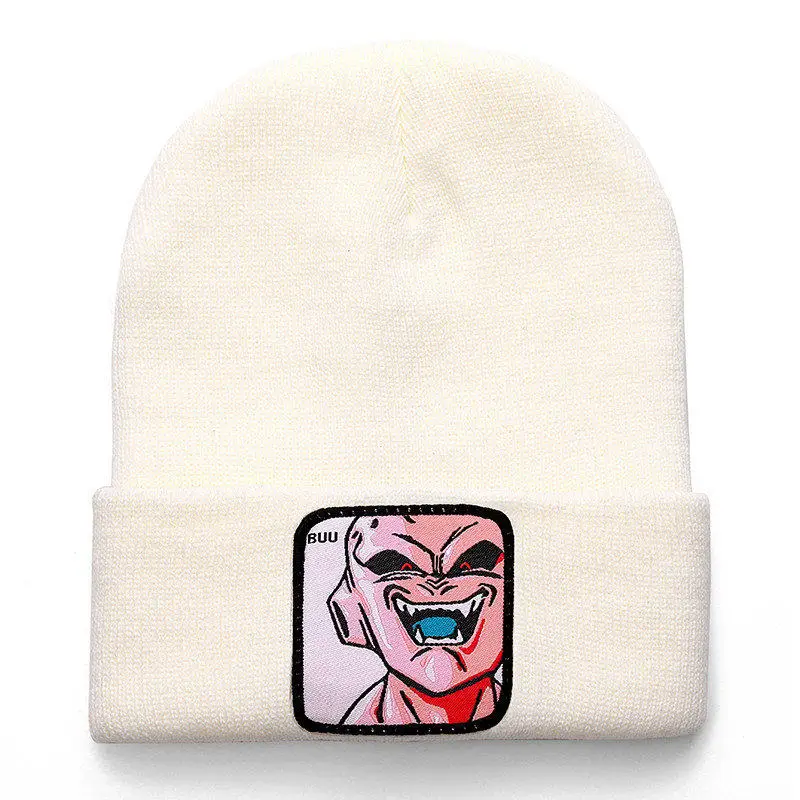 Dragon Ball Z MAJIN BUU Beanie высококачественные хлопковые повседневные шапочки для мужчин и женщин теплая вязаная зимняя шапка модная однотонная Кепка в стиле унисекс - Цвет: buu white