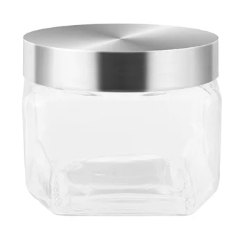 

1 Pc Kitchen Storage Jar Food Jar Stainless Steel Lid Glass Container (800ml)