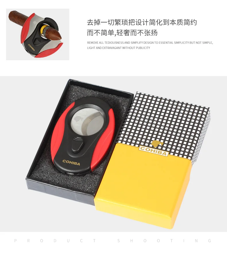 COHIBA пластиковый сигарный резак, портативные аксессуары для сигар, лезвия из нержавеющей стали, гильотина для сигар с подарочной коробкой