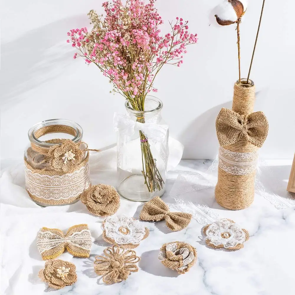 QIFU 2/5M Natural Jute Ribbon Burlap Jute Lace Burlap Ribbon Jute Wedding Decoration Rustic Wedding Centerpieces Rustic Wedding QIFU 2/5M Natural Jute Ribbon Burlap Jute Lace Burlap Ribbon Jute Wedding Decoration Rustic Wedding Centerpieces Rustic Wedding