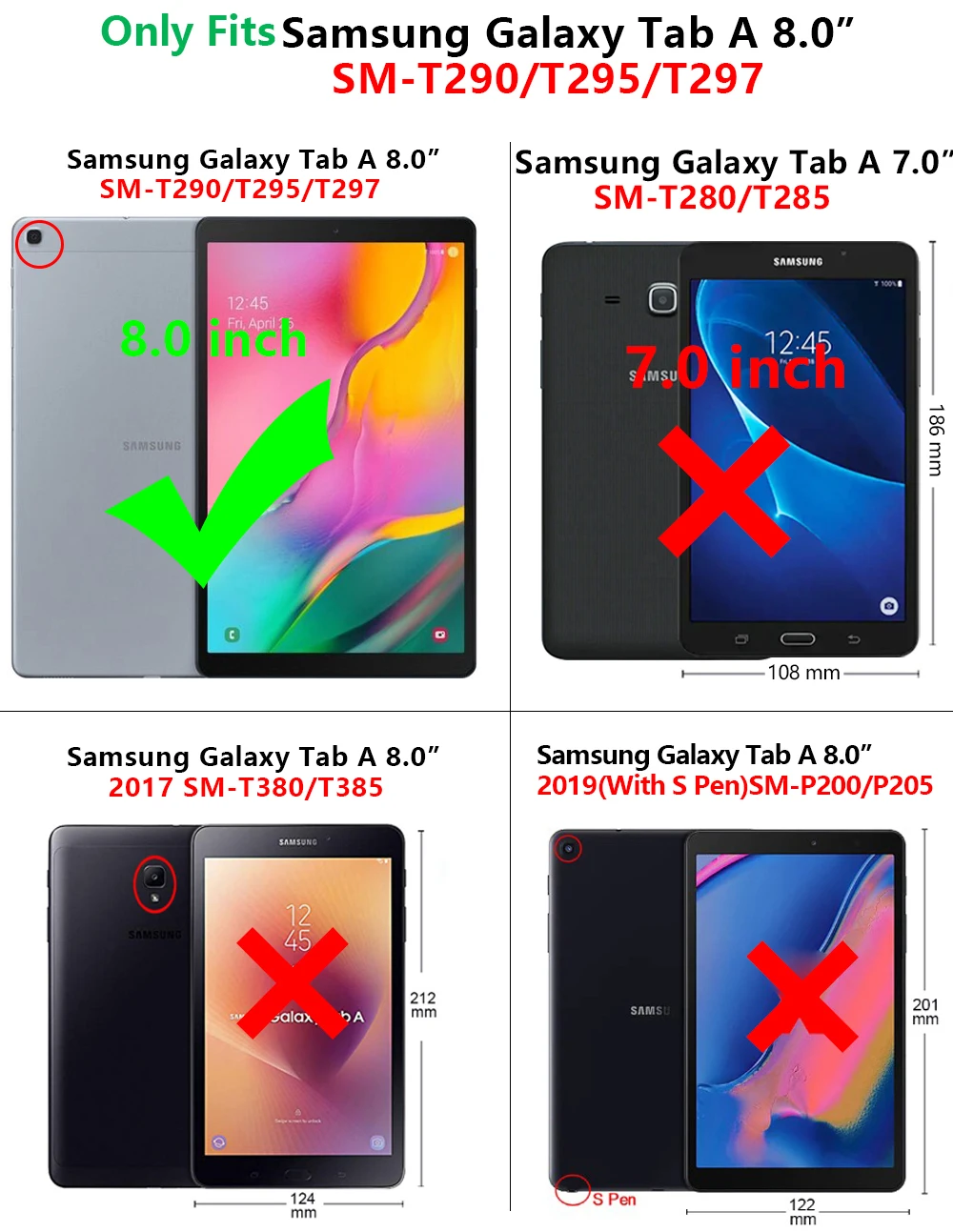 Ультратонкий чехол для Samsung Galaxy Tab A 8,0 SM-T290 SM-T295 SM-T297 8 дюймов cмарт-чехол для планшета PU кожаный чехол+ пленка+ ручка
