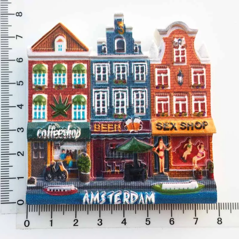 Amsterdam the Netherlands street view tourist souvenirs magnetic refrigerator stickers | Дом и сад