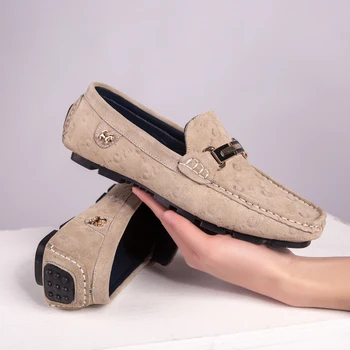

Mocasines Hombre 2020 Leather Men Loafers Flat Heel Comfortable Mens Slip On Casual Shoes Anti Slip Moccasins Male Driving Shoes