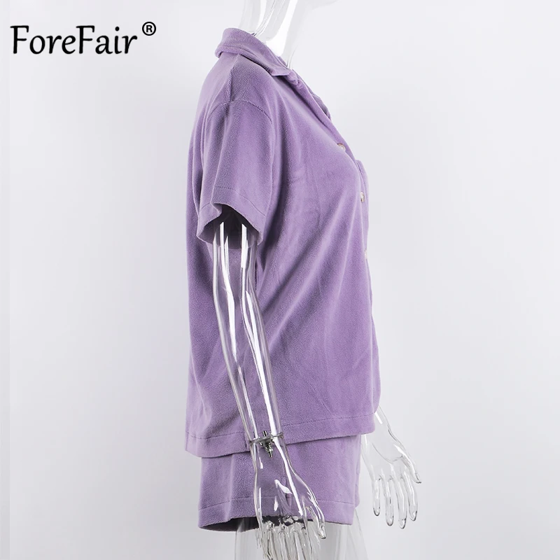 Forefair Towel Shirt and Shorts Summer Sets Velour Fashion 2021 Casual Loose Lounge  Women Two Piece  Sets plus size pant suits for weddings