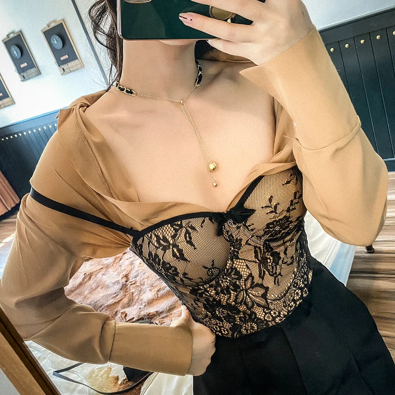 Le Palais Vintage 2020 Original New Complex Production Lace Sexy Fishbone Collect Waist Tight Camis top women | Женская одежда