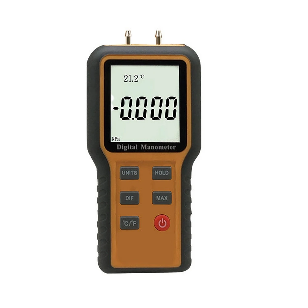 LCD Digital Manometer Dual Input Gas Pressure Tester Differential Pressure Gauge