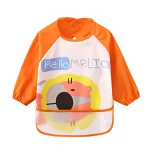 Детская одежда для новорожденных, водонепроницаемый детский нагрудник с мультяшным принтом и карманами для мальчиков и девочек, одежда с длинными рукавами