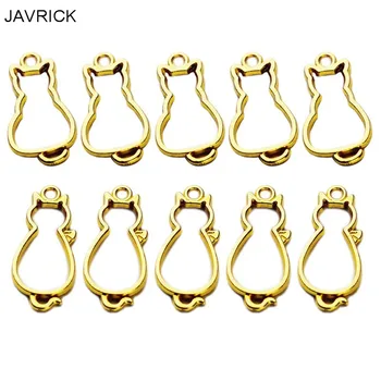 

10 Pcs/set UV Crystal Epoxy Border Back Cat Hollow Metal Frame DIY Crafts Pendant Accessories Gold Color