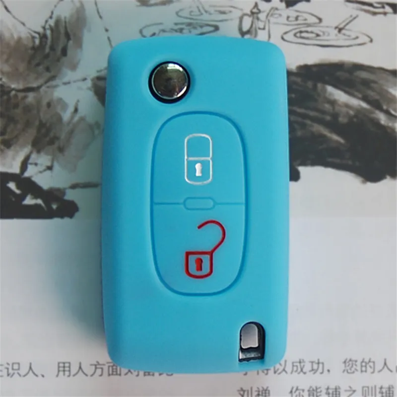 2 Buttons Silicone Car Key Case Cover Flip Remote Car Key Holder Shell Fob For Citroen C2 C3 C4 C8 PEUGEOT 308 207 307 3008 5008