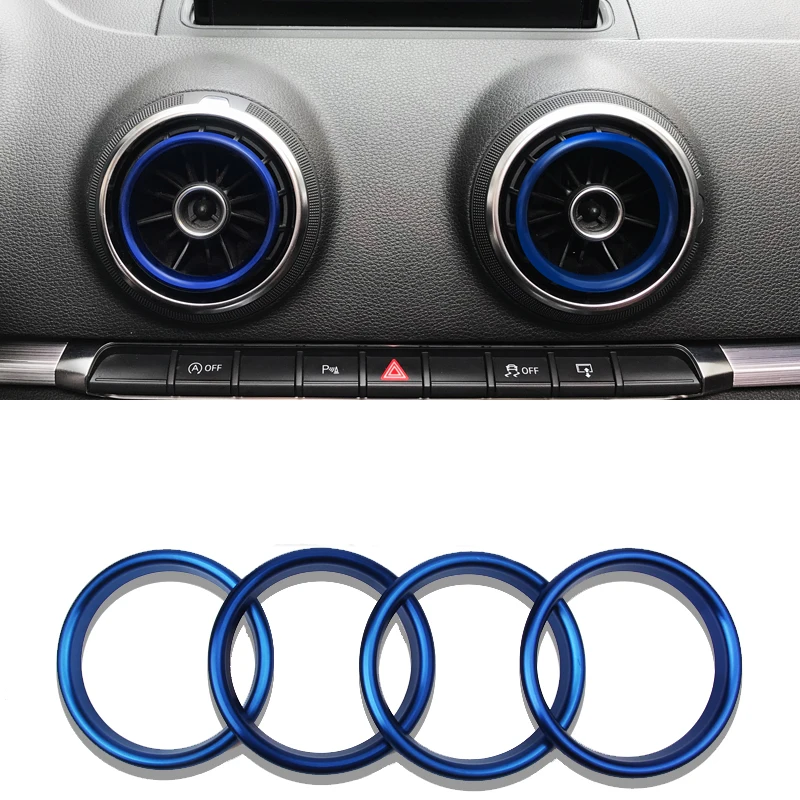 

4pcs Air Conditioner Outlet Decoration Inside Ring For Audi A3 S3 Q2L Center Console AC Vent Frame Cover Trim