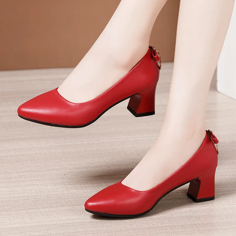 Women's Shiny Patent Leather Work Shoes High Heels Round Toe Wedding Party Pumps