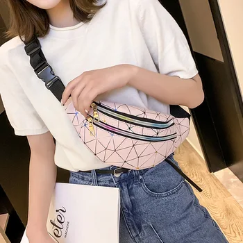

New Laser Holographic Fanny Pack Feminina Slim Shiny Neon Waist Bag PVC Waterproof Bum Bag Travel Hip Bags For Womens Girls 2019