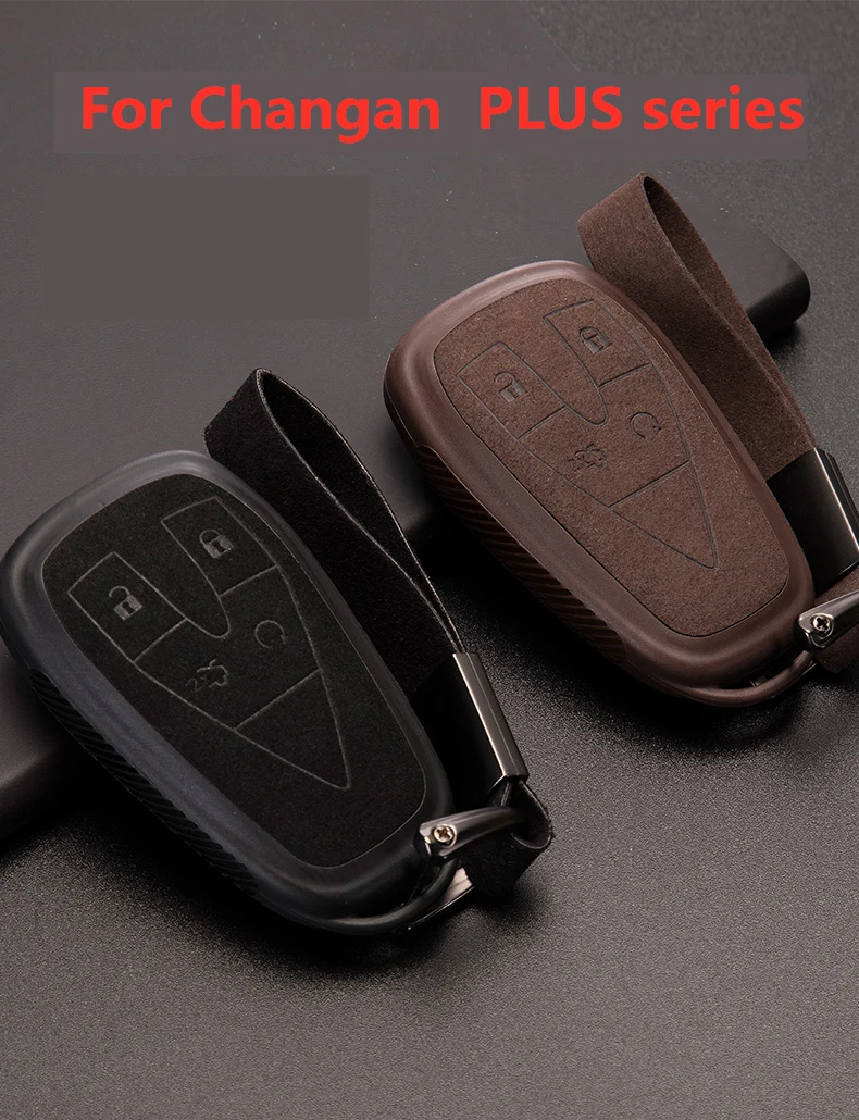 

New Plastic+Leather Car Key Case Cover Shell For Changan CS35PLUS CS55PLUS CS75PLUS 2019-2020 Accessories