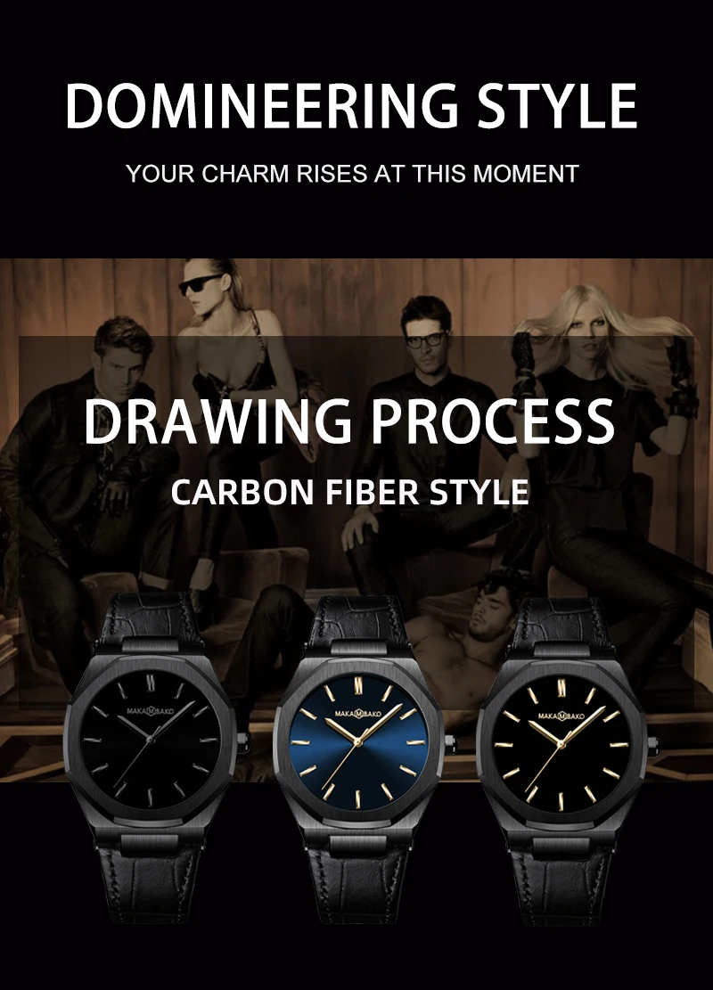 2021 New Luxury Genuine Leather Band Business Men's Quartz Watches Waterproof Creative All Black Dial Brand Male's Wristwatch