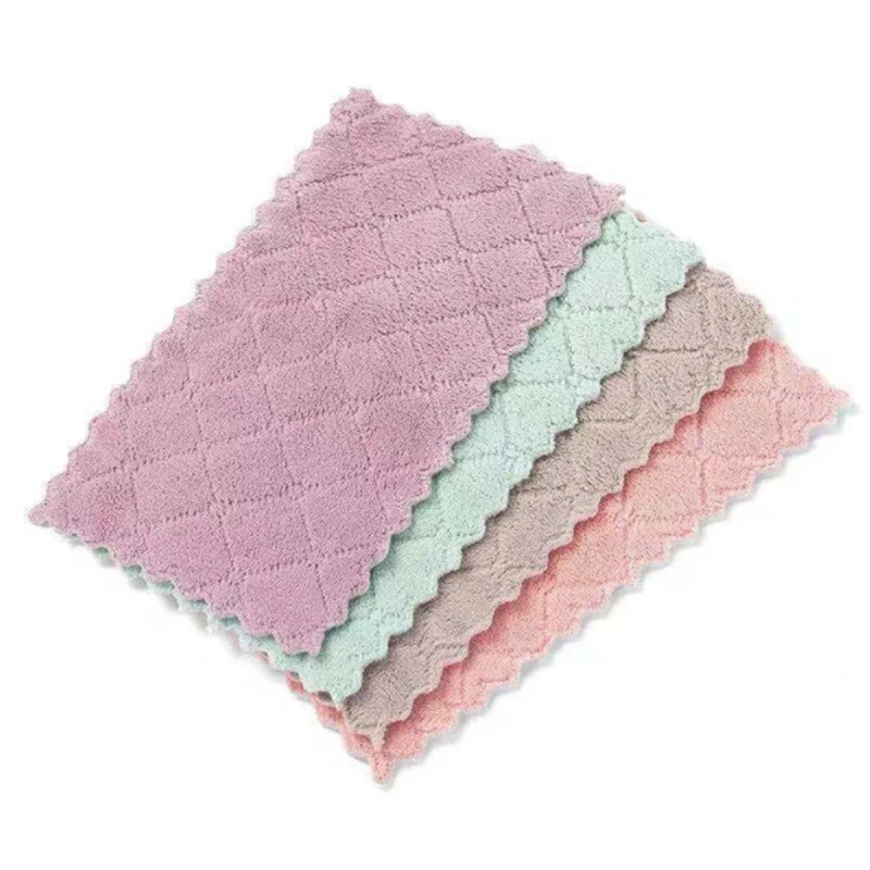 4pcs random color Безмасляная Безворсовая очистка двухсторонняя водопоглощающая тряпка утолщенная кухонная ткань домашнее полотенце для уборки кухонные инструменты Гаджеты - Цвет: 4pcs random color