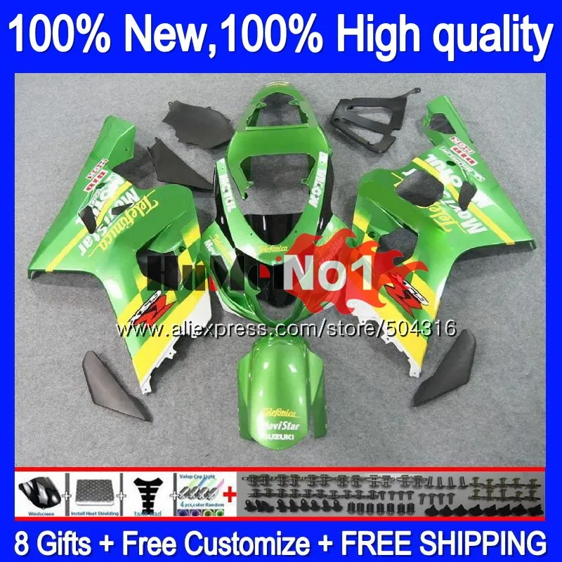 Корпус для SUZUKI GSXR600 GSX R600 K4 GSX-R600 2004 2005 15MC. 75 GSXR-750 GSXR 750 600 CC 04 05 GSXR750 04 05 Горячий Зеленый обтекатель