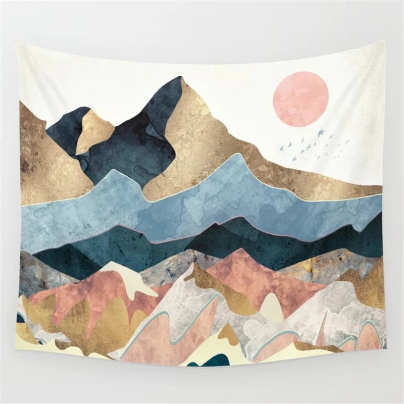 Nordic-Pink-Mountain-Tapestry-Macrame-Wall-Hanging-Abstract-Hippie-Boho-Women-Wall-Carpet-Cloth-Psychedelic-Tapestry