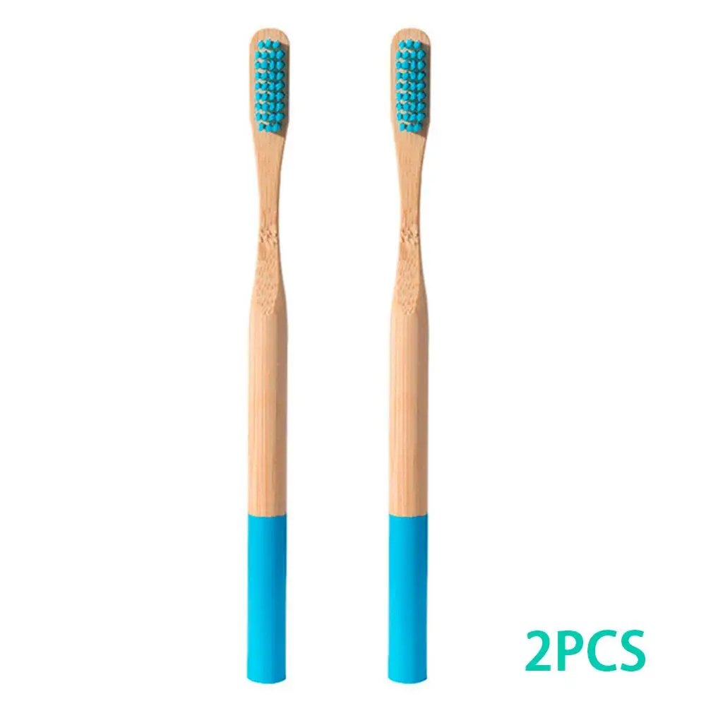 2pack Colorful Environment-friendly Bamboo Toothbrush Oral Care Bamboo Handle Soft Bristles Tooth brush Whitening Toothbrush - Цвет: blue