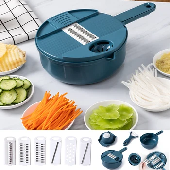 

Stainless Steel Blade Kitchen Household Multi-functional Slicing Shredding Artifact Cutting Vegetable Grater 10 Piece Set